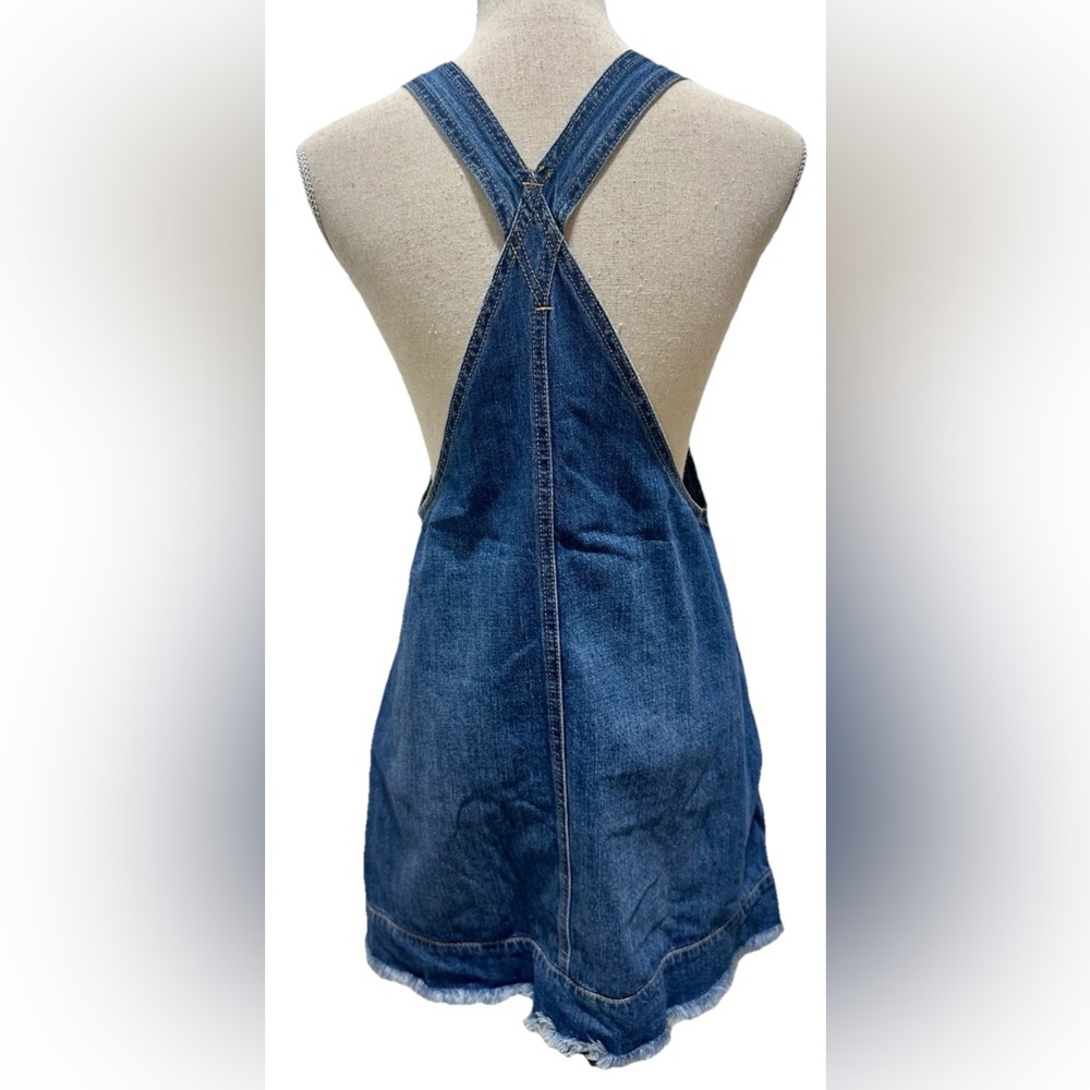 American Eagle Denim Jumper S Raw Hem Cottagecore Jean Dress Pinafore Country - Picture 2 of 11